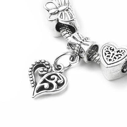 Европейский браслет из сплава с сердцем и змеиными цепочками, пластиковый круглый браслет из бисера с бабочкой для женщин, старинное серебро и платина