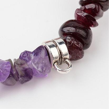 Fabricación de pulseras de piedras preciosas de chakra, con hilo de cristal y fornituras de latón, 55 mm, agujero: 2 mm