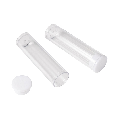 Contenedores de perlas de plástico, con tapas, tubo, Claro, 55x15 mm