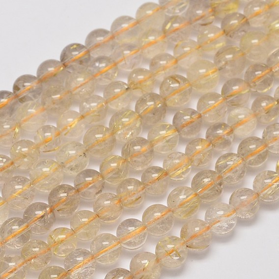 Quartz rutile naturel rangées de perles rondes