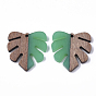 Resin & Walnut Wood Pendants, Tropical Leaf Charms, Monstera Leaf Pendant