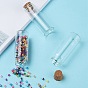 Glass Jar Glass Bottles, with Cork Stopper, Wishing Bottle, Bead Containers, Clear, 70x27mm