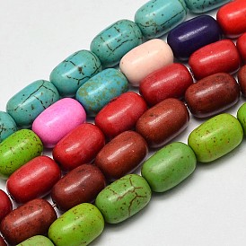 Dyed Barrel Synthetic Turquoise Beads Strands, 12x8mm, Hole: 1mm, about 31pcs/strand, 15.7 inch