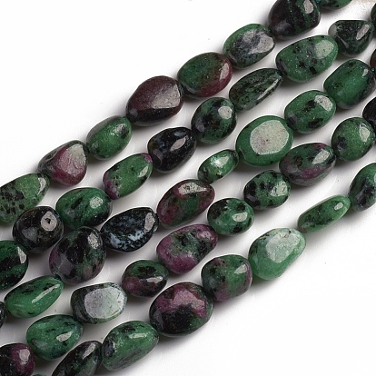 Natural Ruby in Zoisite Beads Strands, Tumbled Stone, Nuggets