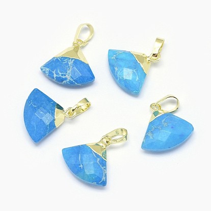 Mixed Gemstone Pendants, with Long-Lasting Plated Brass Findings, Faceted, Triangle