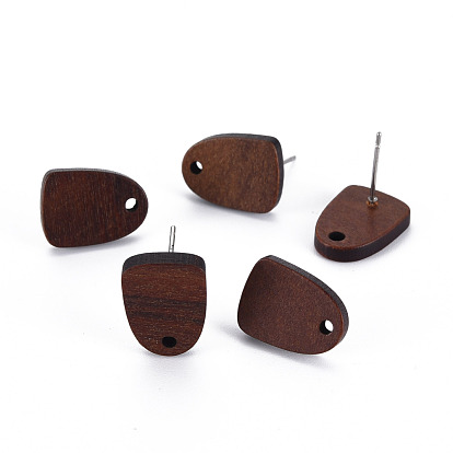 Walnut Wood Stud Earring Findings, with 304 Stainless Steel Pin