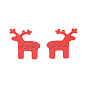 Christmas Theme Spray Painted Wood Big Pendants, Reindeer/Stag Charm with Hollow Snowflake