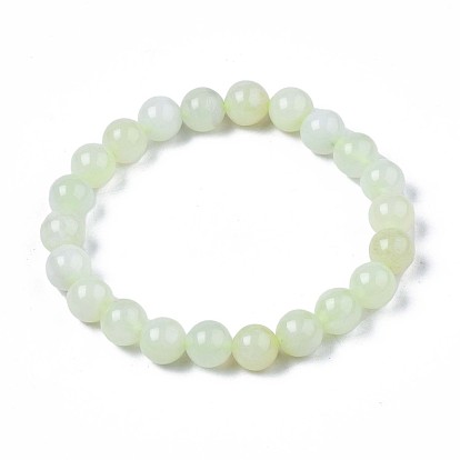 Nouveaux bracelets extensibles naturels en perles de jade, ronde