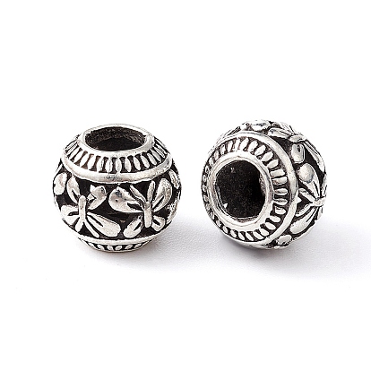 Perles en alliage de style tibétain, Perles de style européen, Perles avec un grand trou   , rondelle