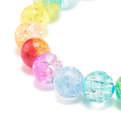Bracelet extensible en perles rondes en acrylique arc-en-ciel pour femme