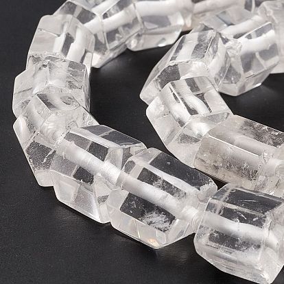 Natural Quartz Crystal Beads Strands, Faceted, Polygon