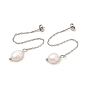 Natural Pearl Beaded Ear Thread, 304 Stainless Steel Tassel Dangle Stud Earrings for Women