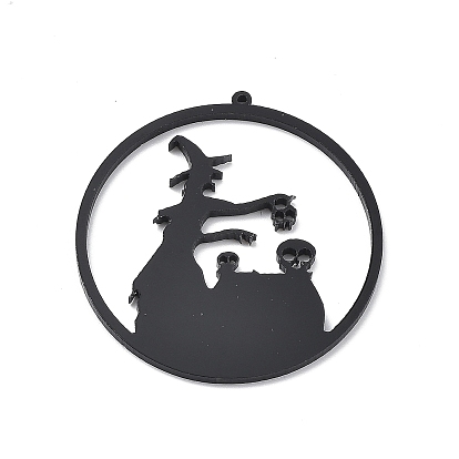 Grands pendentifs acryliques imprimés halloween, noir