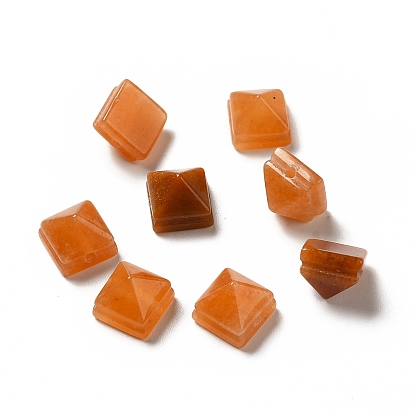 Natural Red Aventurine Beads, Faceted Pyramid Bead