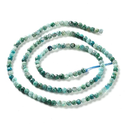 Natural Chrysocolla Beads Strands, Faceted, Round
