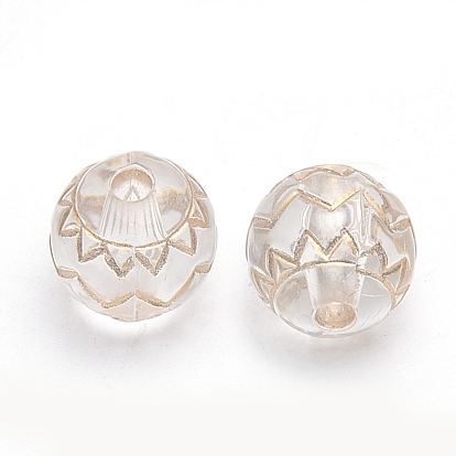 Perles acryliques plaquées, métal enlacée, ronde