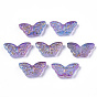 Transparent Spray Painted Glass Beads, with Golden Foil, Butterfly