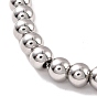 201 Stainless Steel Round Beaded Bracelet for Women