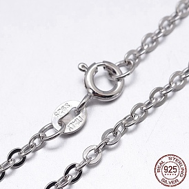 Sterling Silver Cable Chains Necklaces, with Spring Ring Clasps