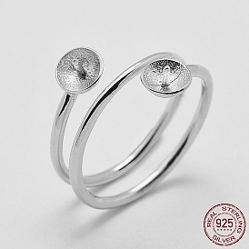 925 Sterling Silver Finger Ring Components, For Half Drilled Beads