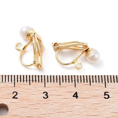 304 Apprêts de boucles d'oreilles clips en acier inoxydable avec perles en plastique imitation perle, avec des boucles