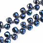 Transparent Glass Beads Strands, Top Drilled Beads, Faceted Teardrop