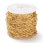 Brass Paperclip Chains, Flat Oval, Drawn Elongated Cable Chains, with Spool, Long-lasting Plated, Soldered