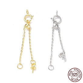 925 Sterling Silver Ends with Chains, Slider Beads, Spring Clasps and Peg Bails