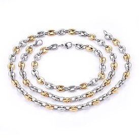 304 définit bijoux en acier inoxydable, colliers et bracelets, avec fermoirs mousquetons