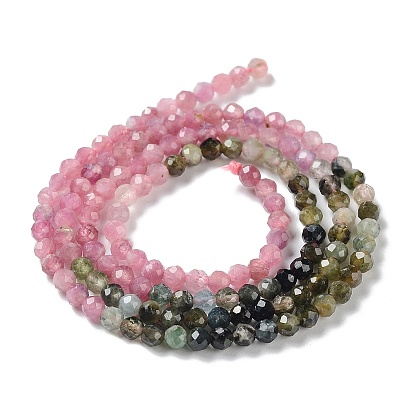 Natural Tourmaline Beads Strands, Round, Faceted, Grade A