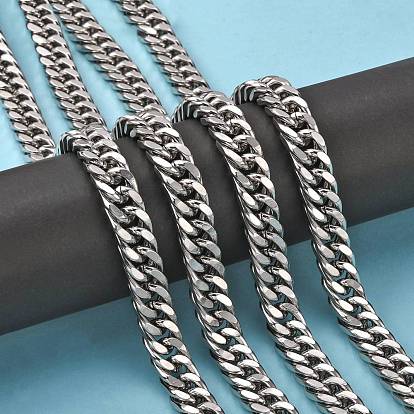 201 Stainless Steel Double Link Chains, Unwelded, Faceted