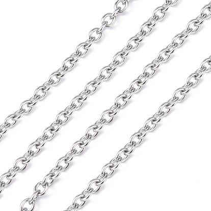 304 chaînes de câbles en acier inoxydable, pour le bricolage fabrication de bijoux, non soudée, avec bobine, ovale