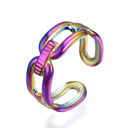 Открытые овальные кольца-манжеты, полые открытые кольца, цвет радуги 304 кольца из нержавеющей стали для женщин