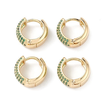 Aretes de aro con circonitas cúbicas, joyas de latón chapado en oro real 16k para mujer
