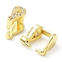 Rack Plating Brass Micro Pave Cubic Zirconia Snap on Bails, Long-Lasting Plated, Teardrop