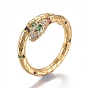 Micro cuivres ouvrent zircone cubique anneaux de manchette, anneaux ouverts, plaqué longue durée, serpent, colorées