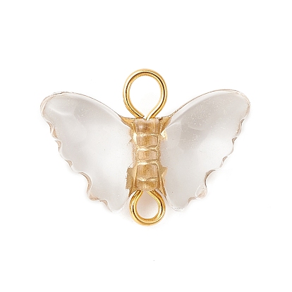 Encantos del conector de acrílico transparente chapado, eslabones de mariposa con bucles dobles de acero inoxidable 304 chapados en oro