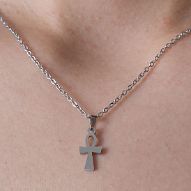 201 Stainless Steel Ankh Cross Pendant Necklace