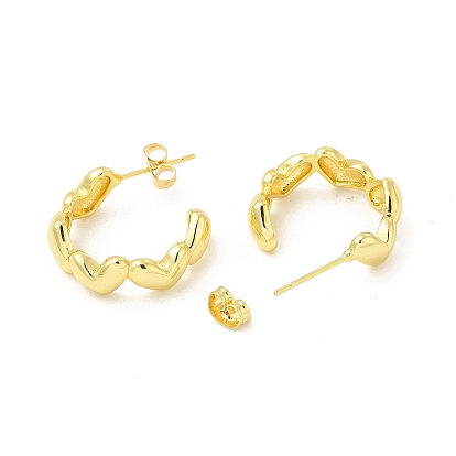 Brass Heart Stud Earrings for Women