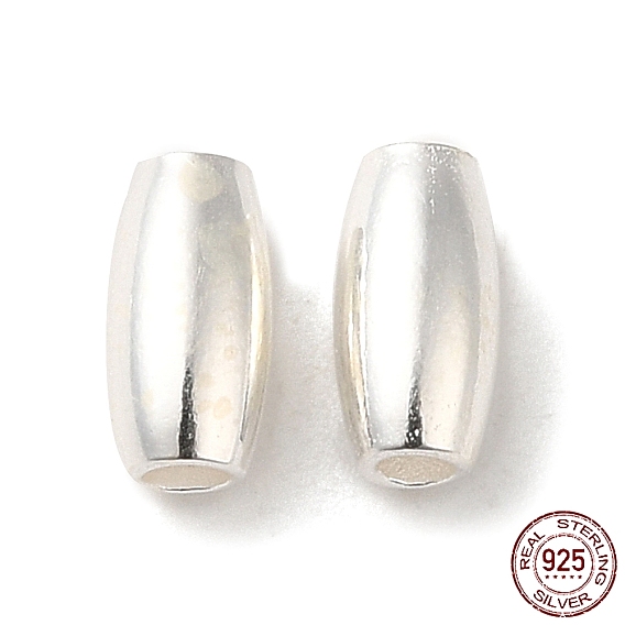 925 Sterling Silver Beads, Rice, Hole: 1mm