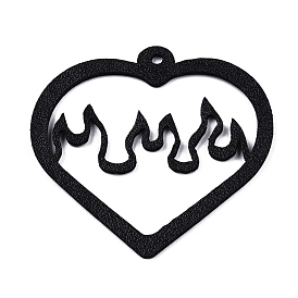 Halloween Theme Imitation Leather Pendant, Heart with Fire