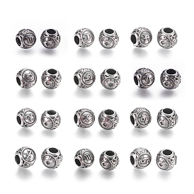 12 constellations 316 perles européennes chirurgicales en acier inoxydable, Perles avec un grand trou   , rondelle