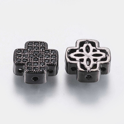 Micro cuivres ouvrent pendentifs zircone cubique, liens multi-brins, croix, noir