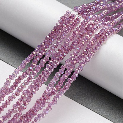 Brins de perles de verre peint à cuisson transparente, couleur ab , facette, ronde