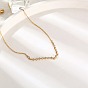 Cubic Zirconia Column Pendant Necklace with Brass Cable Chains
