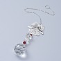 Boule de cristal lustre prisme ornements suspendus suncatcher, avec des chaînes de câble de fer, Des billes de verre, pendentifs en verre strass et laiton, ange
