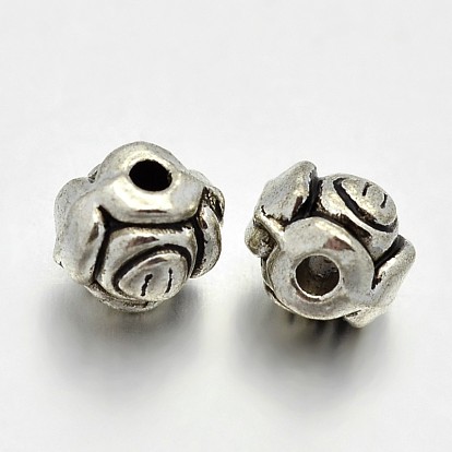 Tibetan Style Alloy Flower Rose Spacer Beads, Lead Free & Cadmium Free & Nickel Free, 5x5mm, Hole: 1mm