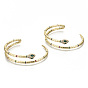 Brass Micro Pave Cubic Zirconia Cuff Bangles, Nickel Free, Snake, Colorful