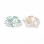 Placage irisé arc-en-ciel bouchons de perles acryliques transparents, uv plaqué, Flower 5 pétales