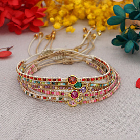 Handmade Braided Friendship Bracelet with Antique Beads - Minimalist European Style Jewelry